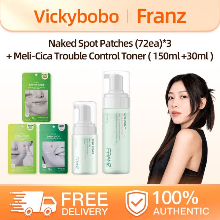 FRANZ Anti-Acne Combo 3 Stage Acne Patch Set Choose Toner Or Hydrating/Peach/Lavender Headset Sunscreen 20ml